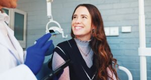 young woman in a dental chair, routine consultation